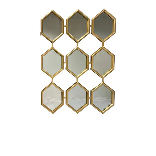 Golden Prism: Geometric Wall Mirror