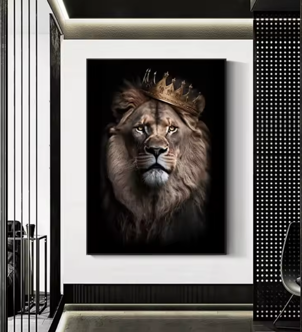 Premium Wall Art - King of the Jungle Crowned Lion (Multiple Sizes Available)