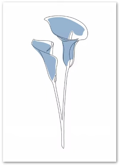 Premium Wall Art - Whispers in Bloom: Minimalist Floral Line Art (Multiple Sizes Available)