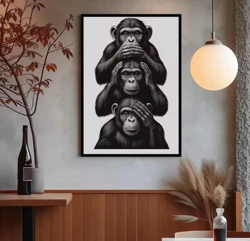 Premium Wall Art - 3 Wise Monkeys (Multiple Sizes Available)
