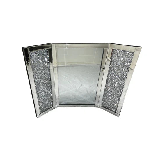 Glimmer Luxe: Glamorous Tri-Fold Vanity Mirror